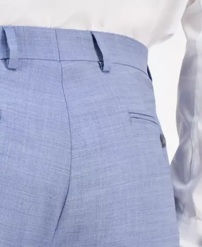 Men's Slim-Fit Wool-Blend Stretch Suit Pants - Light Blue - 6