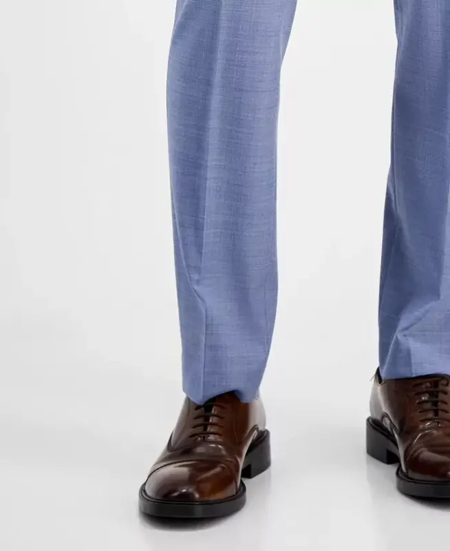 Men's Slim-Fit Wool-Blend Stretch Suit Pants - Light Blue - 7