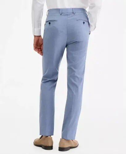 Men's Slim-Fit Wool-Blend Stretch Suit Pants - Light Blue - 9