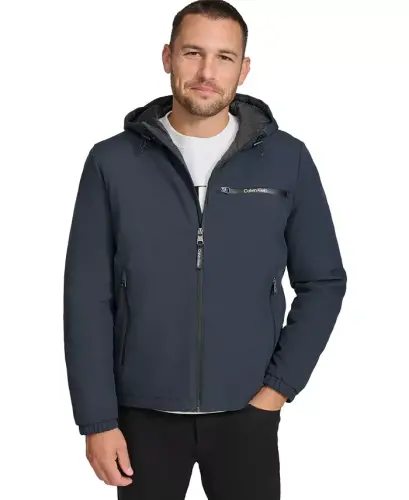 Men's Infinite Stretch Water-Resistant Hooded Jacket - Navy 