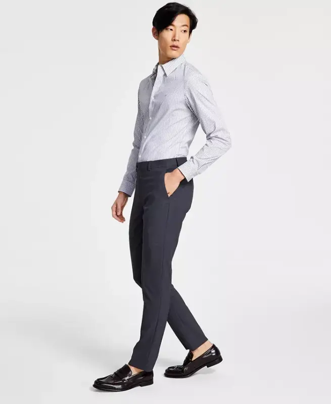 Men's Infinite Stretch Skinny-Fit Dress Pants - Dark Grey - CALVIN KLEIN