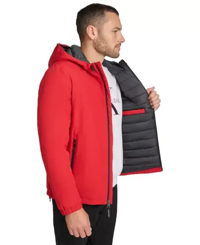 Men's Infinite Stretch Water-Resistant Hooded Jacket - True Red - 4