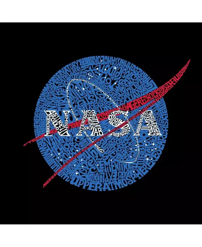 Men's Word Art Long Sleeve T-Shirt- Nasa Meatball Logo - Black - 2