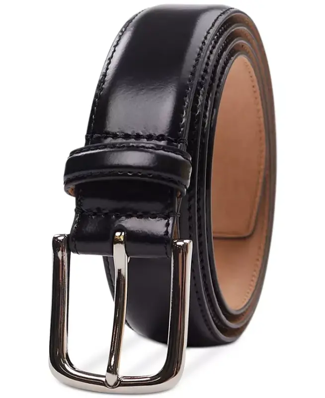 Men's Spazzol Feathered Edge Dress Belt - Black - 2