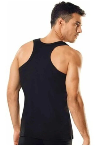 Erkek Siyah 3'lü Paket Ribana Spor Atlet-SİYAH - Modazone