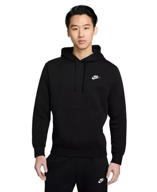 Men's Sportswear Club Fleece Pullover Hoodie - Black - 1