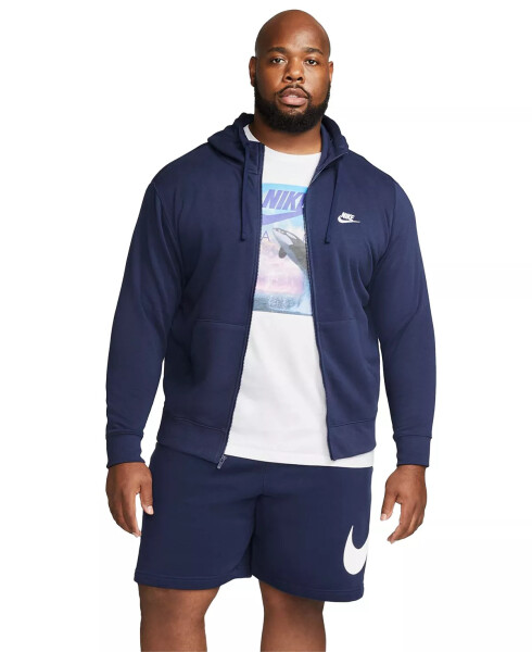 Erkek Spor Giyim Kulüp Polar Tam Fermuarlı Kapüşonlu Sweatshirt Navy - 5