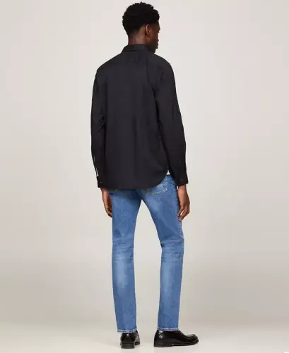 Men's Regular-Fit Stretch Poplin Button-Down Shirt - Black - 2