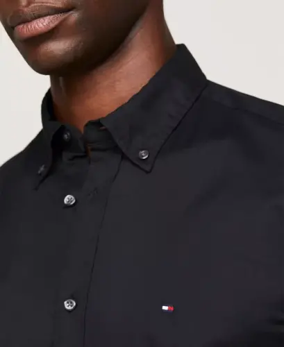 Men's Regular-Fit Stretch Poplin Button-Down Shirt - Black - 3