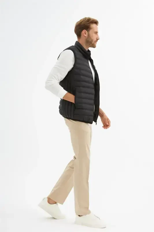 Erkek Standart Kalıp Şişme Yelek Siyah-Siyah - 5