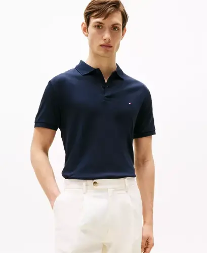 Men's Regular-Fit Smooth Touch Liquid Cotton Collar Stripe Polo Shirt - Desert Sky 