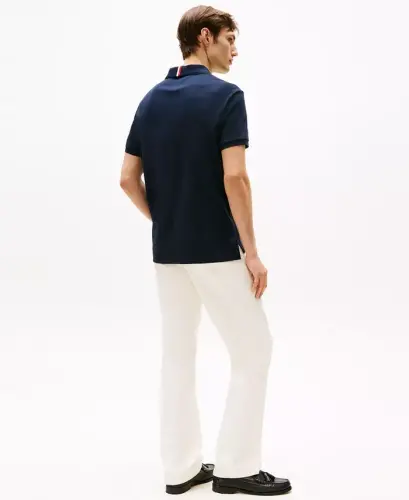 Men's Regular-Fit Smooth Touch Liquid Cotton Collar Stripe Polo Shirt - Desert Sky - 2