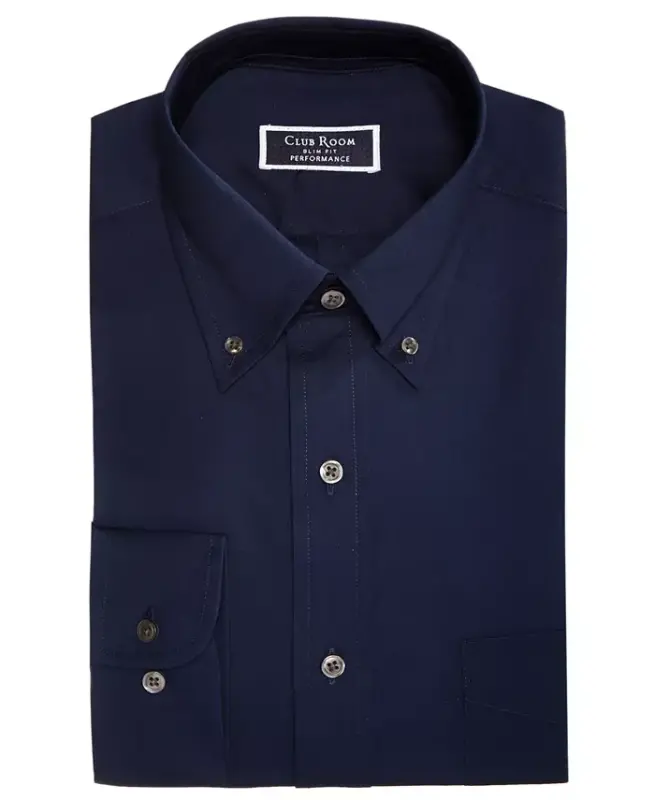 Men's Regular Fit Pinpoint Dress Shirt, Created for Modazone - Deep Ocean - 7
