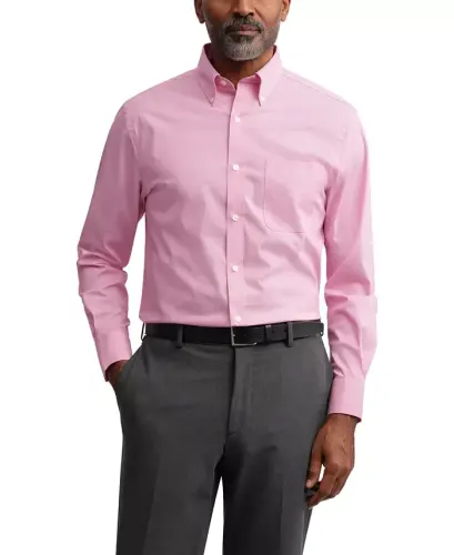 Men's Regular Fit Wrinkle Resistant Stretch Dress Shirt - Rose 