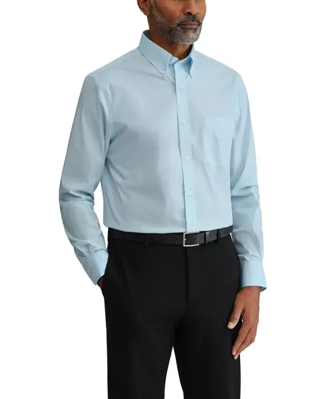 Men's Regular Fit Wrinkle Resistant Stretch Dress Shirt - Mist - 5