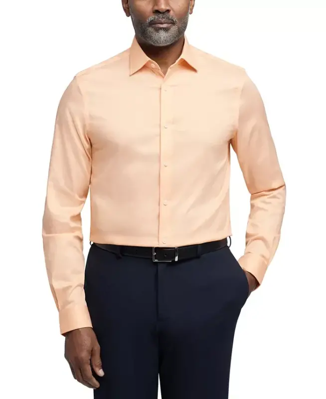 Men's Regular Fit Comfort Stretch Dress Shirt - Light Orange - 1