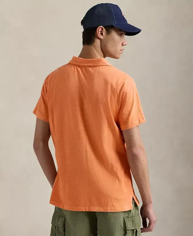 Men's Standard Cotton-Linen Jersey Polo Shirt - Classic Peach - 2