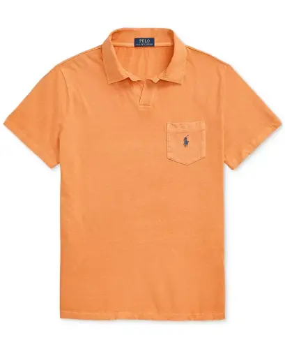 Men's Standard Cotton-Linen Jersey Polo Shirt - Classic Peach - 5