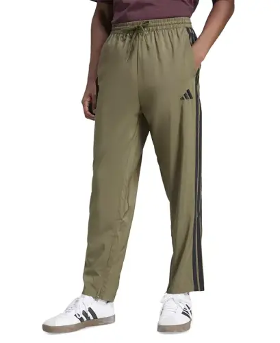 Men's Stanford Essential Three-Stripes Open Hem Track Pants-Olive/blk 