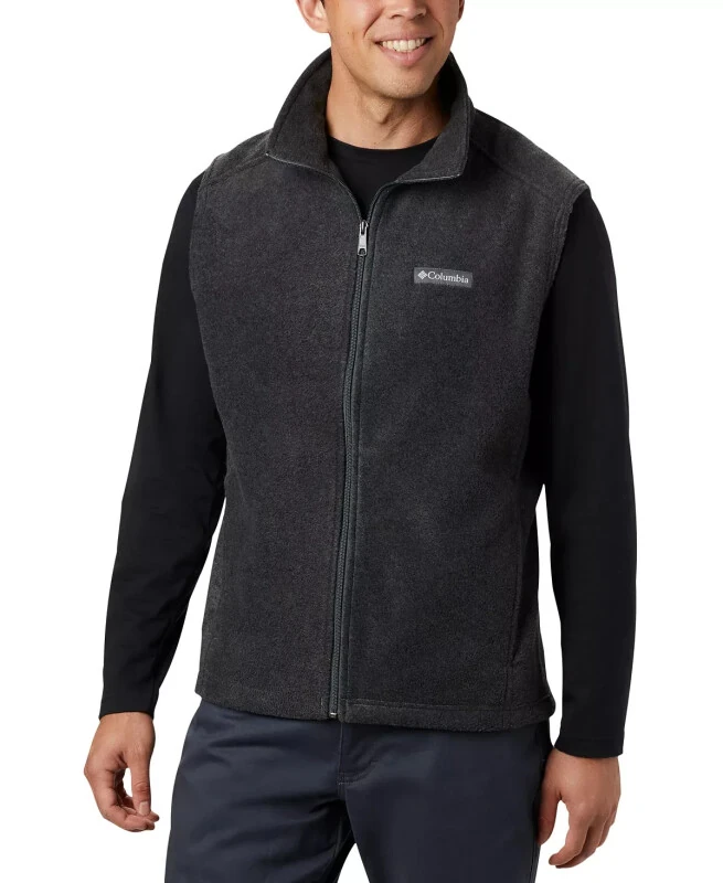 Men's Steens Mountain Fleece Vest-Charcoal Heather - COLUMBIA