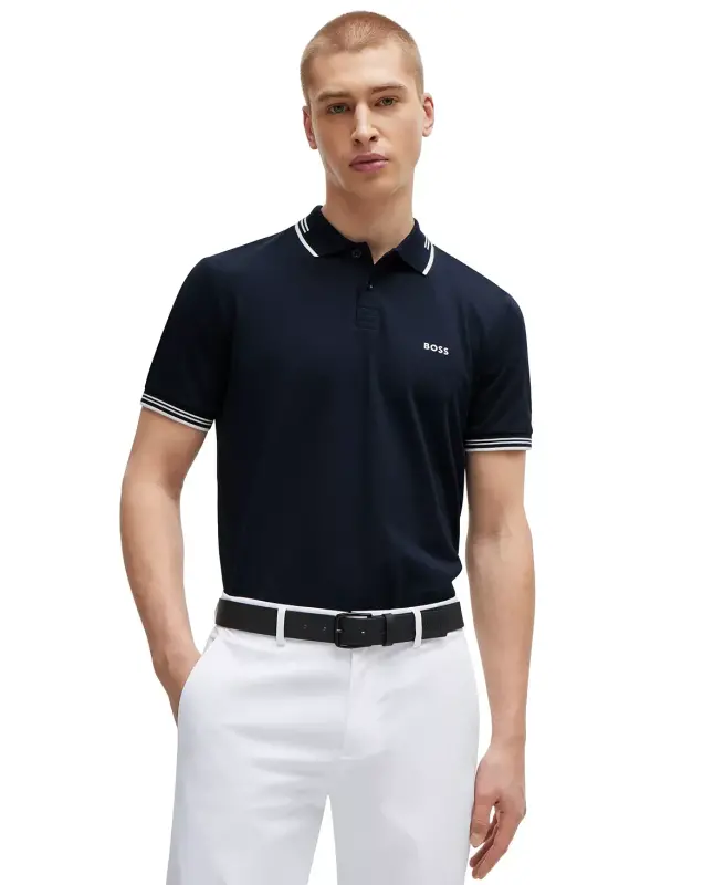 Men's Stretch-Cotton Slim-Fit Polo Shirt-Dark Blue - HUGO BOSS