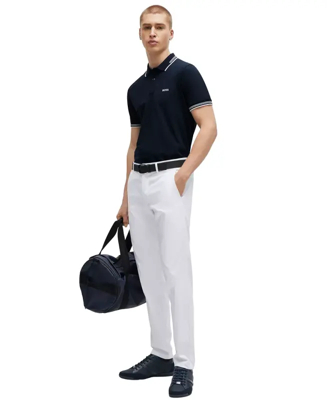 Men's Stretch-Cotton Slim-Fit Polo Shirt-Dark Blue - 2