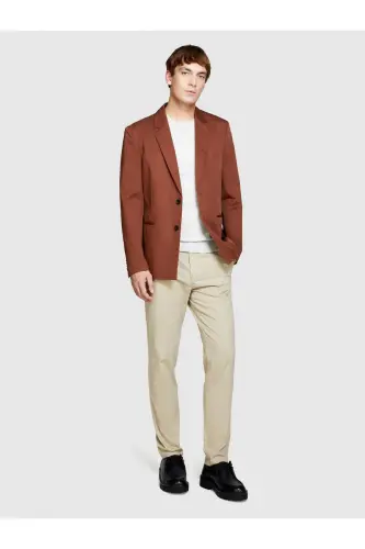 Erkek Streç Pamuklu Kemer Delikli Slim Fit Denim Chino Pantolon 324P4HJTSF03N-SIS65N-Krem - 3