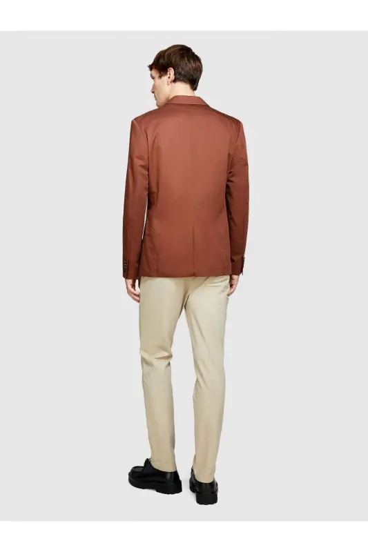 Erkek Streç Pamuklu Kemer Delikli Slim Fit Denim Chino Pantolon 324P4HJTSF03N-SIS65N - Krem - 1