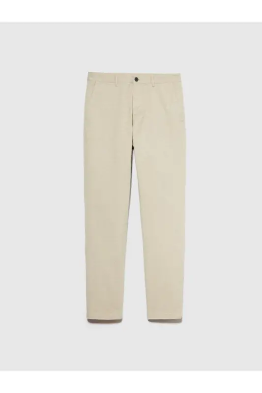 Erkek Streç Pamuklu Kemer Delikli Slim Fit Denim Chino Pantolon 324P4HJTSF03N-SIS65N - Krem - 2
