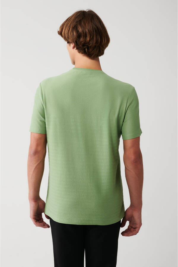 Erkek Su Yeşili %100 Pamuk Bisiklet Yaka T-Shirt A31Y1057-Su Yeşili - 4