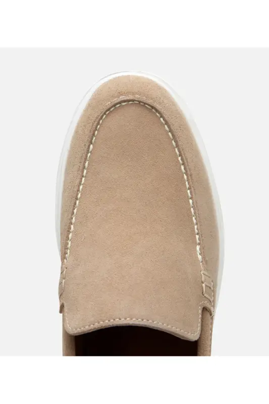 Erkek Süet Deri Bej Günlük Loafer-KUM BEJİ - 4