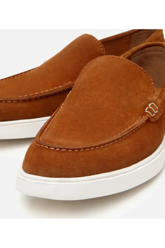 Erkek Süet Deri Taba Günlük Loafer-TABA - 3