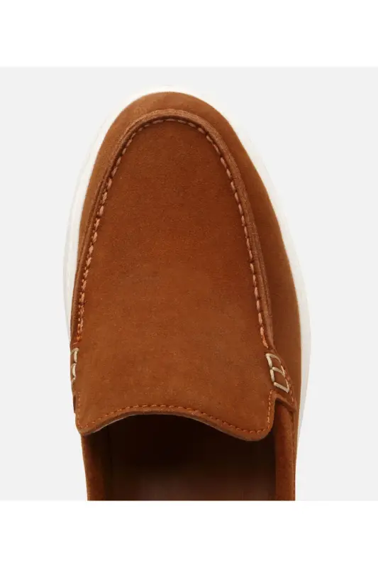 Erkek Süet Deri Taba Günlük Loafer-TABA - 4