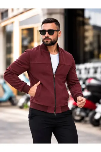 Erkek Süet Kolej Ceket - Bordo Süet - 1