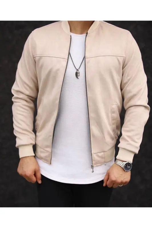 Erkek Süet Kolej Ceket-KREM SÜET - 2