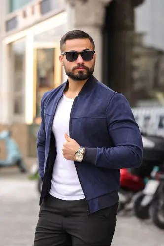 Erkek Süet Kolej Ceket-Lacivert SÜET 