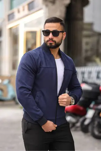 Erkek Süet Kolej Ceket-Lacivert SÜET - 3