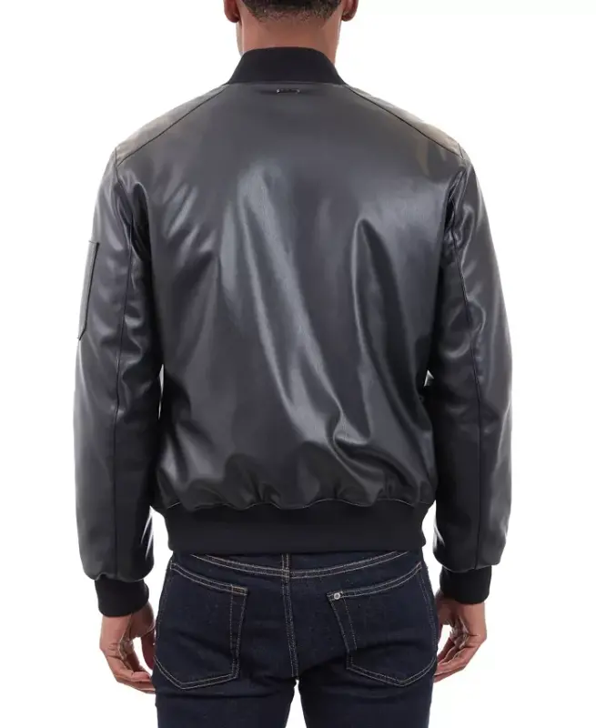 Men's Faux Leather Moto Jacket - Black - 2