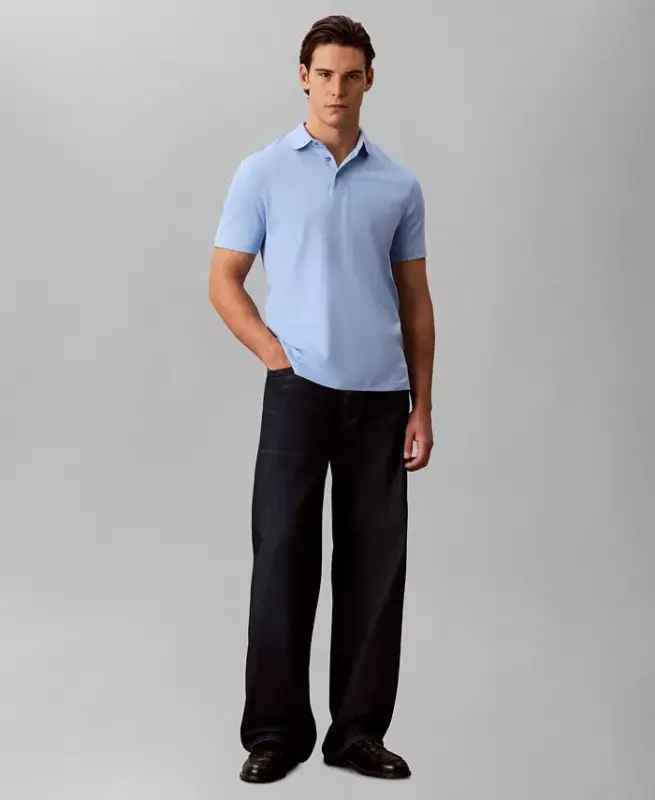 Men's Supima Short-Sleeve Polo Shirt - Placid Blue - 2