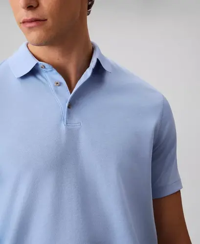 Men's Supima Short-Sleeve Polo Shirt - Placid Blue - 4