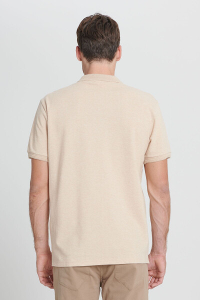 Erkek Sütlü Kahve-Ekru Slim Fit Dar Kesim %100 Pamuk Polo Yaka Tişört-SUTLU KAHVE - 5