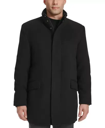 Men's Full-Zip Stand-Collar Car Coat - Black 