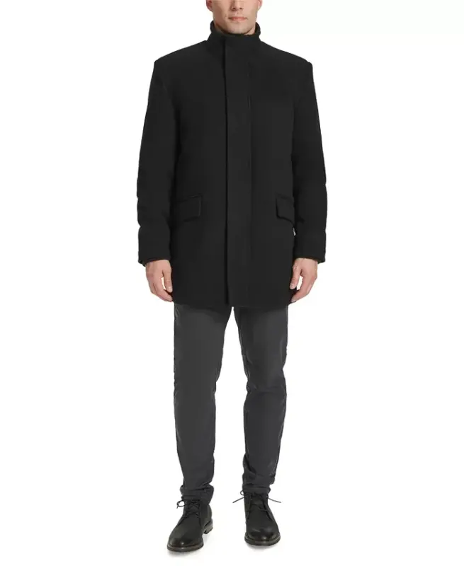 Men's Full-Zip Stand-Collar Car Coat - Black - 7