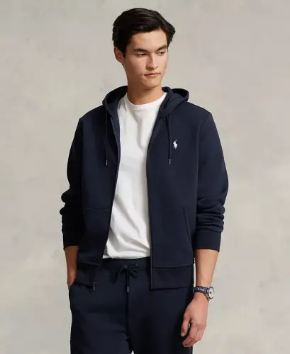 Men's Double-Knit Full-Zip Hoodie-Navy 