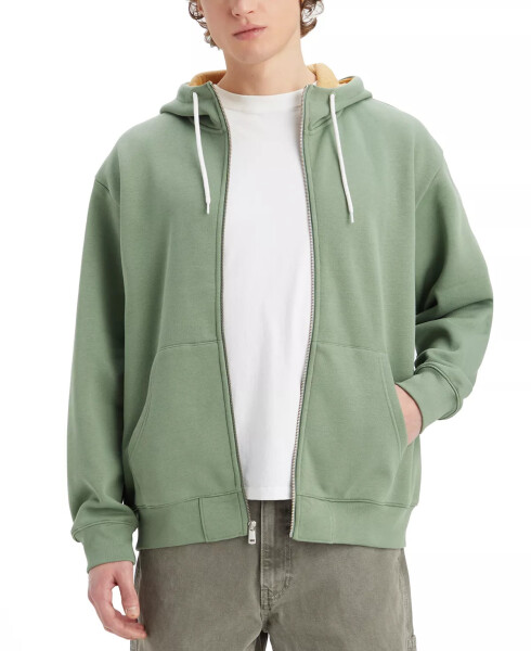 Erkek Tam Fermuarlı İş Giysisi Kapşonlu Sweatshirt, Modazone Oregano için Oluşturuldu - 1