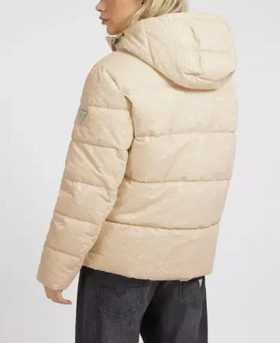 Men's Allover Logo Puffer Jacket-Tan - GUESS (1)