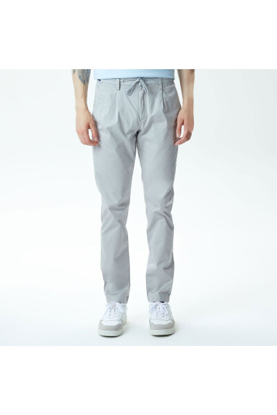 Erkek Tapered Fit Chino Gri Pantolon - 10