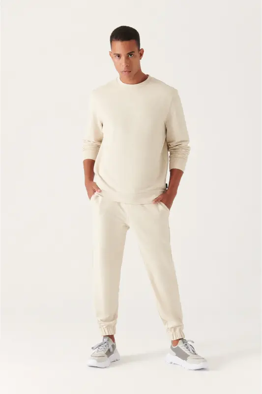 Erkek Taş Basic Pamuklu 2 iplik Jogger E003403 - Taş - AVVA