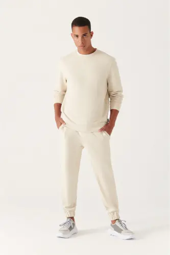 Erkek Taş Basic Pamuklu 2 iplik Jogger E003403-Taş - 1