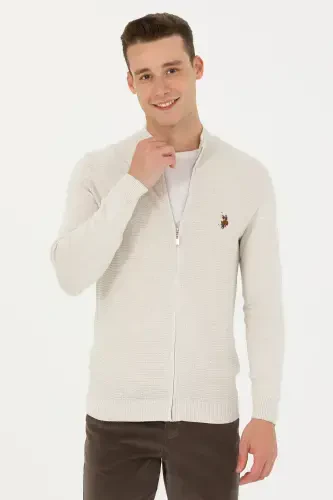 Erkek Gri Melanj Basic Triko Hırka 50268938-VR086-Taş - 3